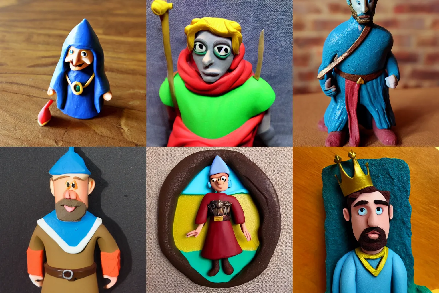 Prompt: plasticine King Arthur