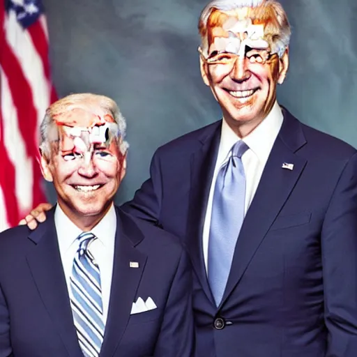 Image similar to A photo of joe biden teams up with a teenage joe biden, perfect faces, 50 mm, award winning photography