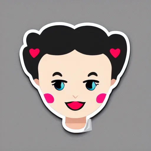 Image similar to girl with white hair in a hairbun and freckles, sticker, vector art, minimalist, emoji