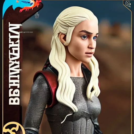 Prompt: daenerys targaryen as a vinyl action figure with no joint articulation, by Hasbro, product photo