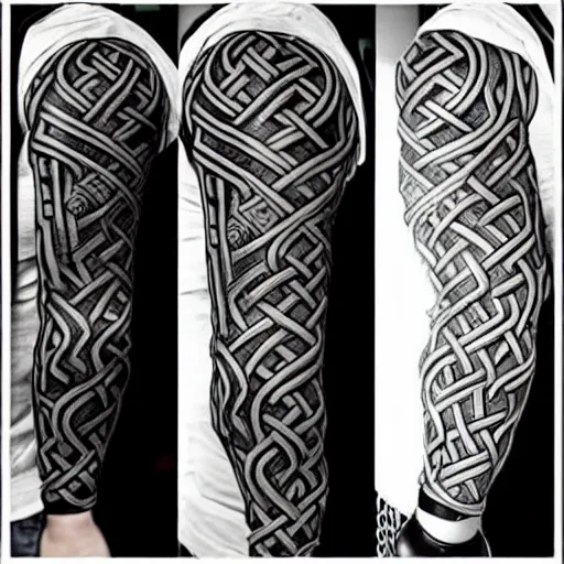 Prompt: intricate viking knotwork transformers!! autobot!! knotwork tattoo sleeve