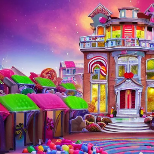 Prompt: a Candy House, inspiring, epic, cinematic,highly-detailed