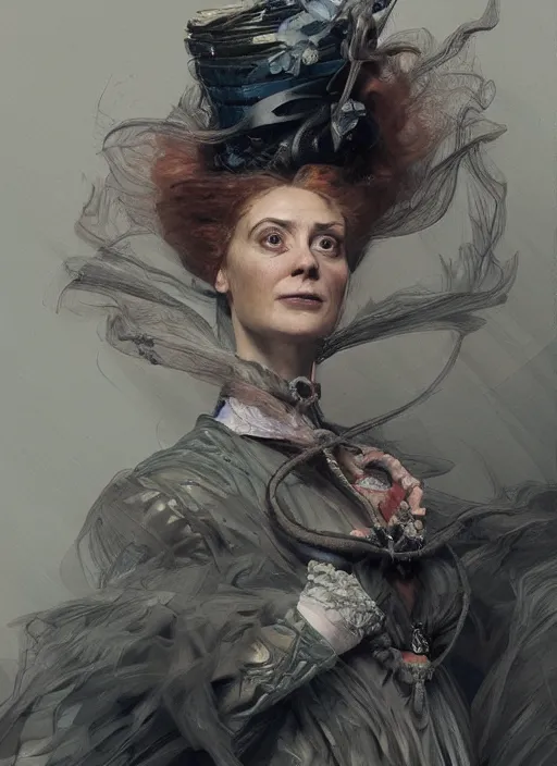 Prompt: close up concept art of a loud victorian woman, by sabbas apterus, by donato giancola