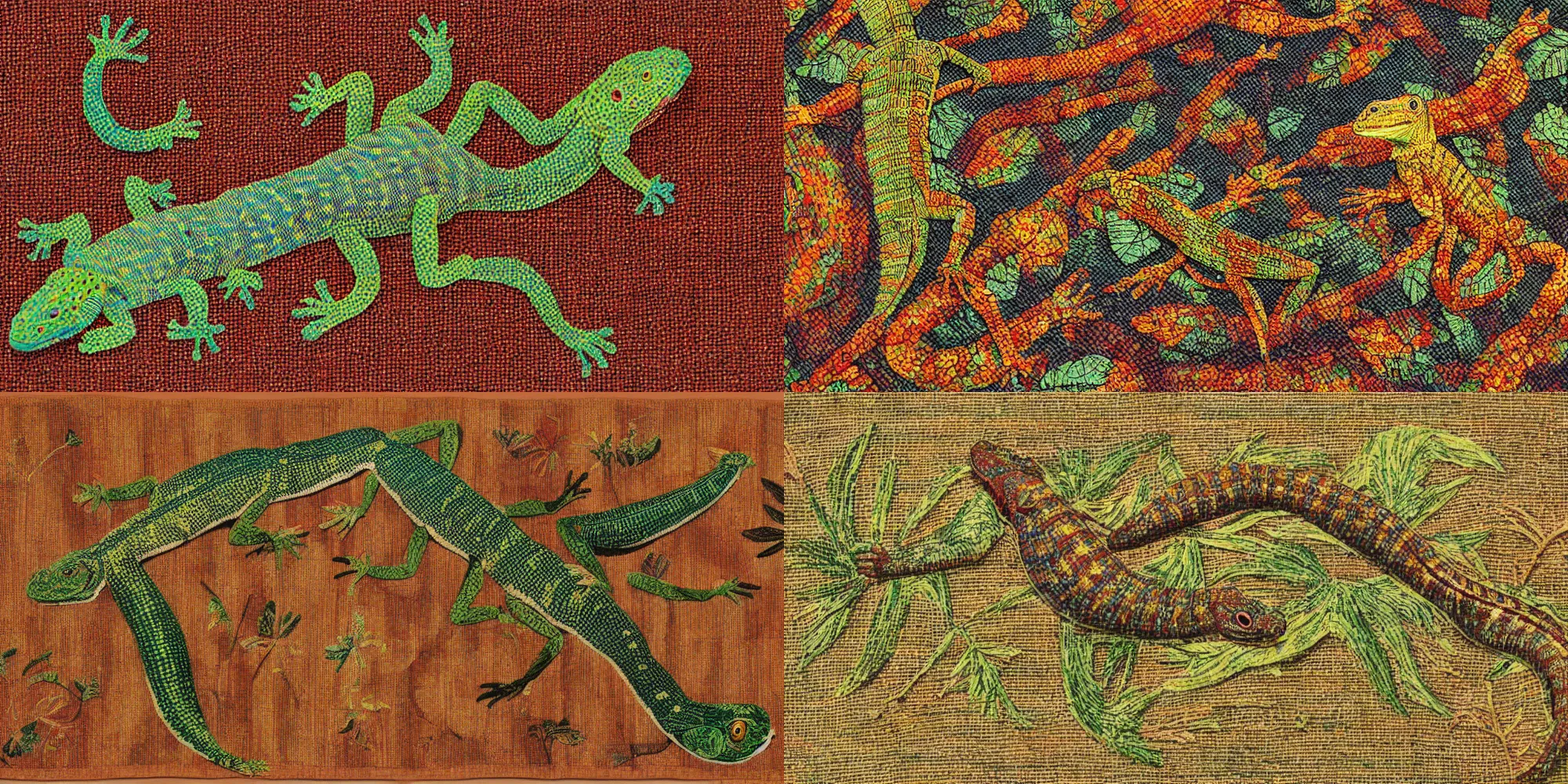 Prompt: a woven artwork depicting the legend of the geckronome, historical artifact, ancient object restoration, museum photography 4 k