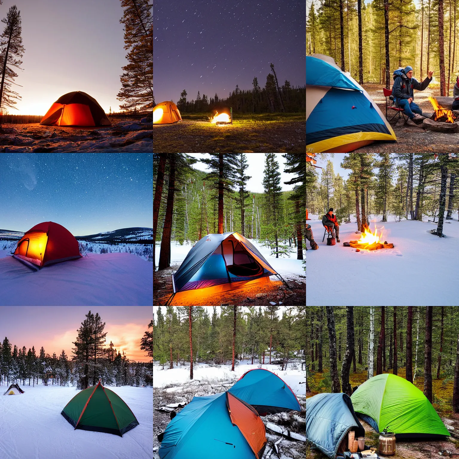 Prompt: camping in lapland, photograph