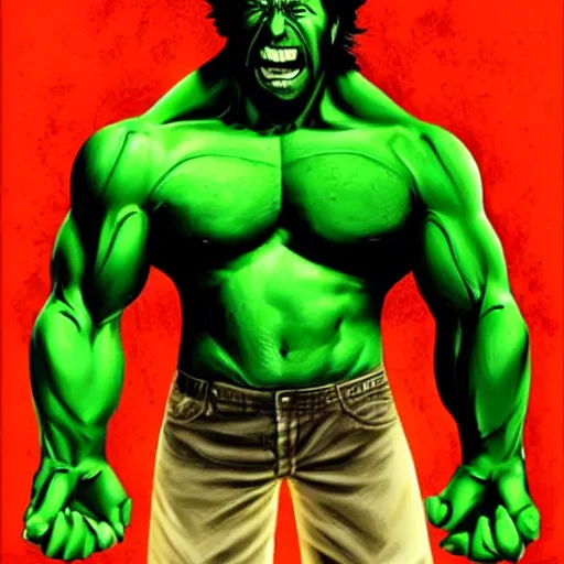 Prompt: Chuck Norris as Hulk, photo portrait