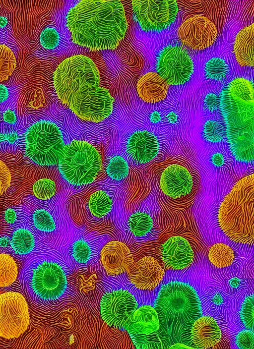 Prompt: Microscopic organisms in the style of William Latham Mutator, digital art