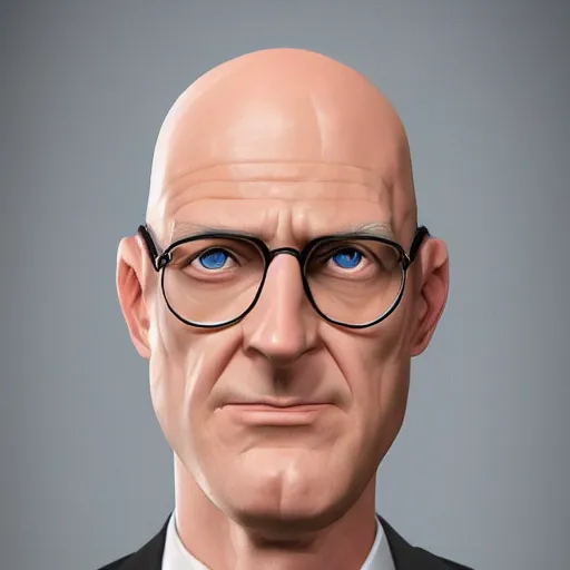 Image similar to A middle-aged Dr. Venture in real life with a hooked nose, a long gaunt face and skinny body and neck, very thin and bald, realistic, very realistic, hyperrealistic, highly detailed, very detailed, extremely detailed, detailed, digital art, oil painting, trending on artstation, headshot and bodyshot, detailed face, very detailed face, extremely detailed face, HD Quality, 8k resolution, very very detailed face, real life