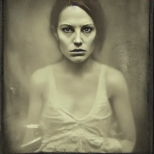 Prompt: portrait of a women, hyperrealism, photo realistic, detailed, award winning photograph, cinematic lighting, ambrotype wet plate collodion by shane balkowitsch