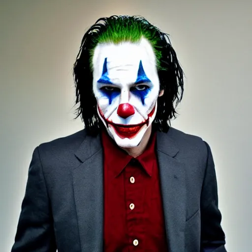 Image similar to Keanu reeves in clown Face paint inspired by the Joker