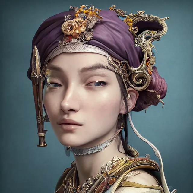 Image similar to studio portrait of neutral good colorful female cleric bard healer as absurdly beautiful, elegant, young sensual pretty woman, ultrafine hyperrealistic detailed face illustration by kim jung gi, irakli nadar, intricate linework, sharp focus, bright colors, matte, octopath traveler, final fantasy, unreal engine highly rendered, global illumination, radiant light, intricate environment