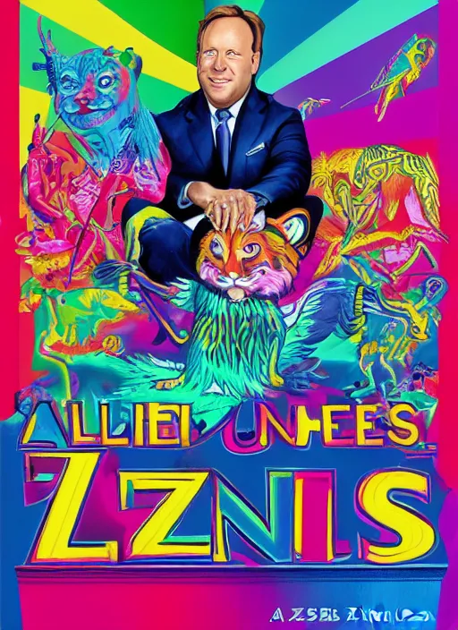 Image similar to alex jones by lisa frank and Zbigniew Brzezinski