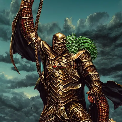 Image similar to serpent - man warlord - king, wearing glorious bronze age plate armor, horrific background, high quality, high definition, 8 k, photograph photorealistic by alex ross