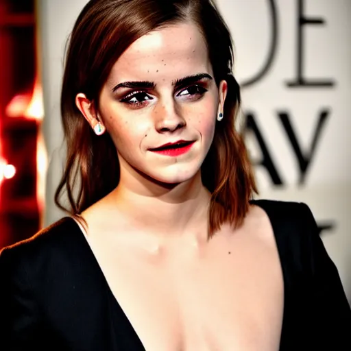 Image similar to emma watson with red glowing eyes