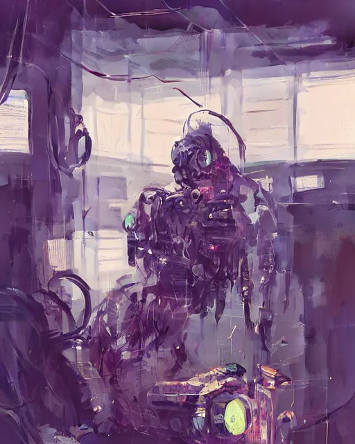 Prompt: neon medical machinery cyberpunk futuristic, reflective engine, decorated with traditional ornaments in a white room with piles of garbage by ismail inceoglu dragan bibin hans thoma, perfect face, fine details, realistic shaded, fine - face, pretty face