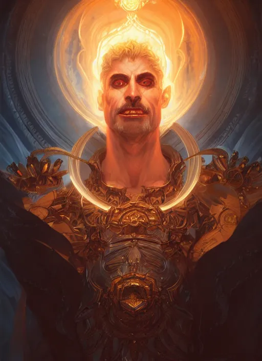 Image similar to portrait of hades, god of death, fantasy, glowing lights!! intricate, elegant, highly detailed, artstation, concept art, smooth, sharp focus, hearthstone, illustration, art by artgerm and greg rutkowski and alphonse mucha, 8 k