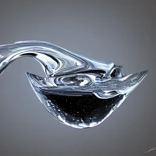 Prompt: a small liquid sculpture as a corvette, viscous, oil, reflective, digital art