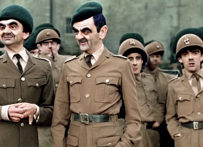 Image similar to mr bean in bbc's dad's army, 1 9 6 7