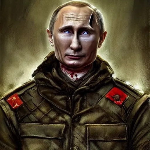 Prompt: Portrait of Vladimir Putin as a zombie, top image of all time on /r/ConceptArt subreddit