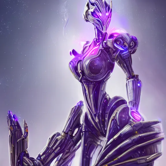 Image similar to extremely detailed ground shot of a giant beautiful stunning goddess 500 foot tall anthropomorphic hot robot mecha female dragon, silver sharp streamlined armor, detailed head, sharp claws, glowing Purple LED eyes, sitting elegantly in front of a tiny human, micro pov, dragon art, warframe fanart, Destiny fanart, macro art, giantess art, furry art, furaffinity, high quality 3D realism, DeviantArt, Eka's Portal, G6