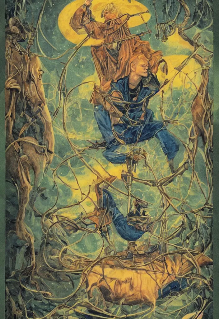 Image similar to Ian Goodfellow on a tarot card tarot major arcana