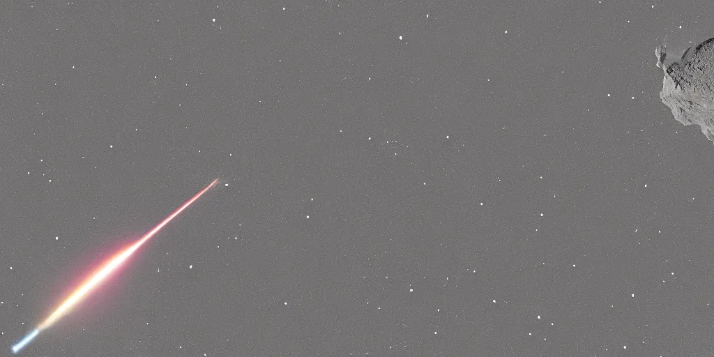 Image similar to a missile launched from earth towards an asteroid, 4k, high detail