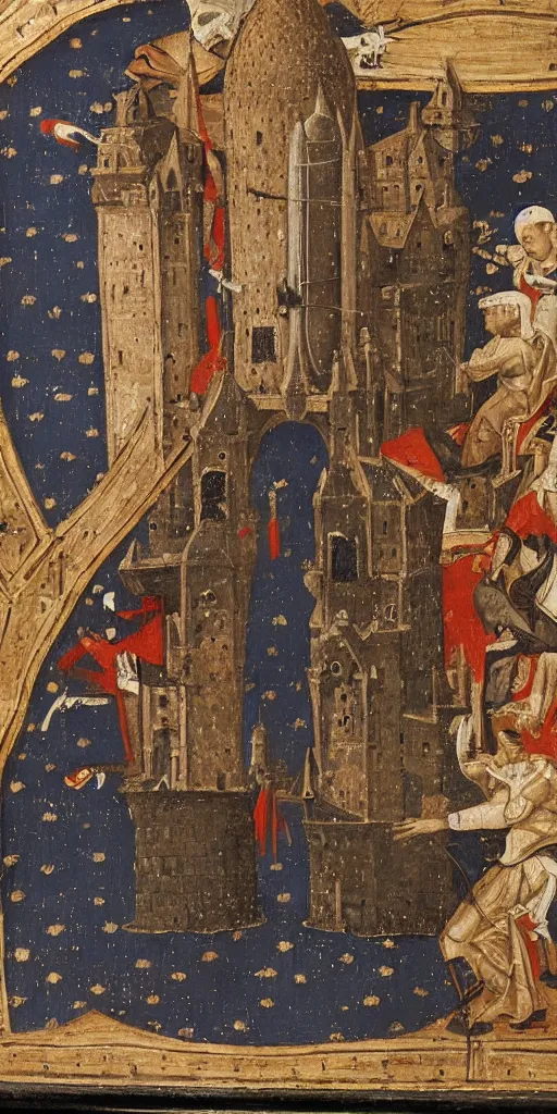 Image similar to the space shuttle launch in medieval art