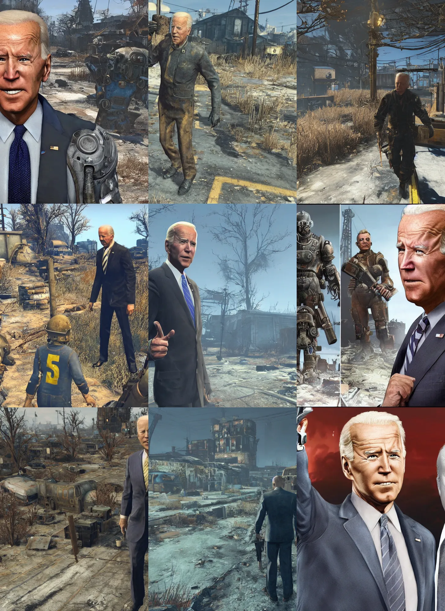 Prompt: Joe Biden in Fallout 4, Fallout 76, Fallout 3
