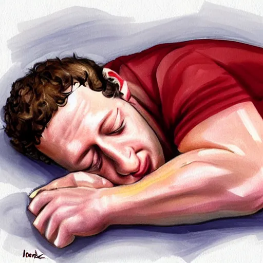 Prompt: mark zuckerberg sleeping in bed with sausages, digital art