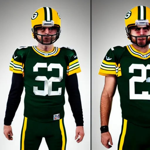 Prompt: New GB Packers uniforms revealed - clearly inspired by cybertruck