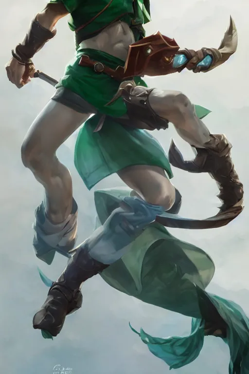 Image similar to full character image of Link striking a menacing Jojo pose , made by Stanley Artgerm Lau, WLOP, Rossdraws, ArtStation, CGSociety, concept art, cgsociety, octane render, trending on artstation, artstationHD, artstationHQ, unreal engine, 4k, 8k,