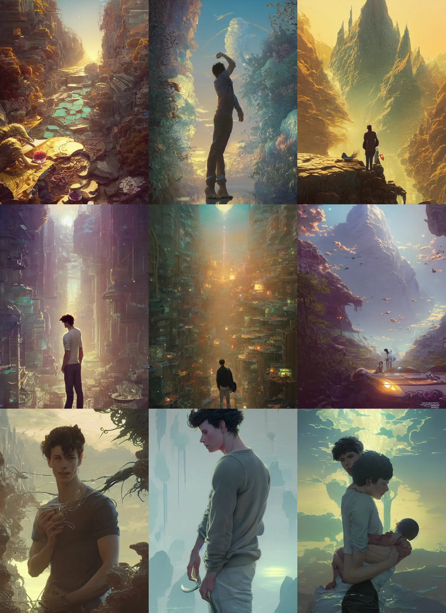 Prompt: happy birthday shawn mendes, wlop, artwork by Michael Whelan and Tomer Hanuka, Karol Bak, Clean. Full of details. Extremely detailed. Award winning. Cinematic lighting. By Makoto Shinkai and thomas kinkade. Matte painting. Trending on artstation and unreal engine