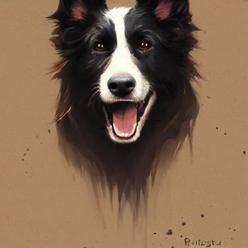 Prompt: highly detailed, anthropomorphic border collie, by greg rutkowski, trending on artstation