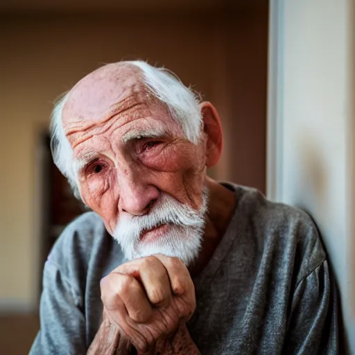 Image similar to elderly man with lightsaber, nursing home, canon eos r 3, f / 1. 4, iso 2 0 0, 1 / 1 6 0 s, 8 k, raw, unedited, symmetrical balance, wide angle