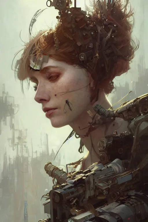 Image similar to A full portrait of a beautiful post apocalyptic offworld watchmaker, intricate, elegant, highly detailed, digital painting, artstation, concept art, smooth, sharp focus, illustration, art by Krenz Cushart and Artem Demura and alphonse mucha