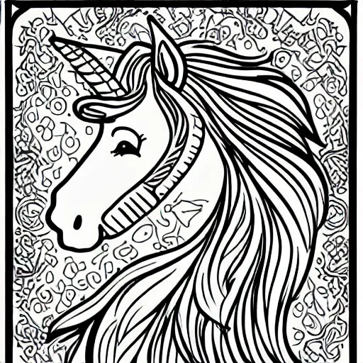 Image similar to fantasy unicorn coloring page, coloring pages for kids