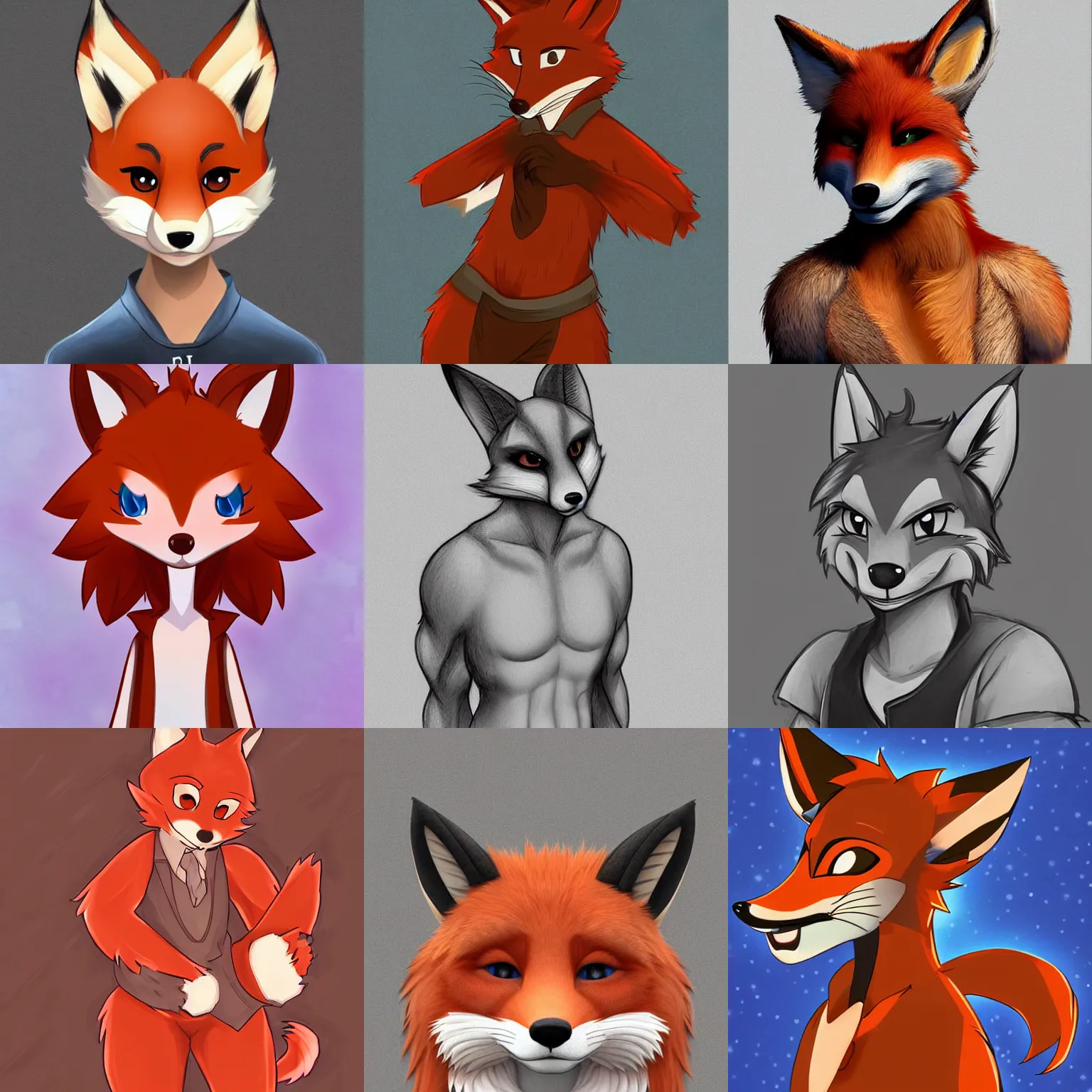 Prompt: extremely beautiful digital art of a cute cartoon male anthro anthro anthro fox character with styled hair, highly detailed, trending on FurAffinity