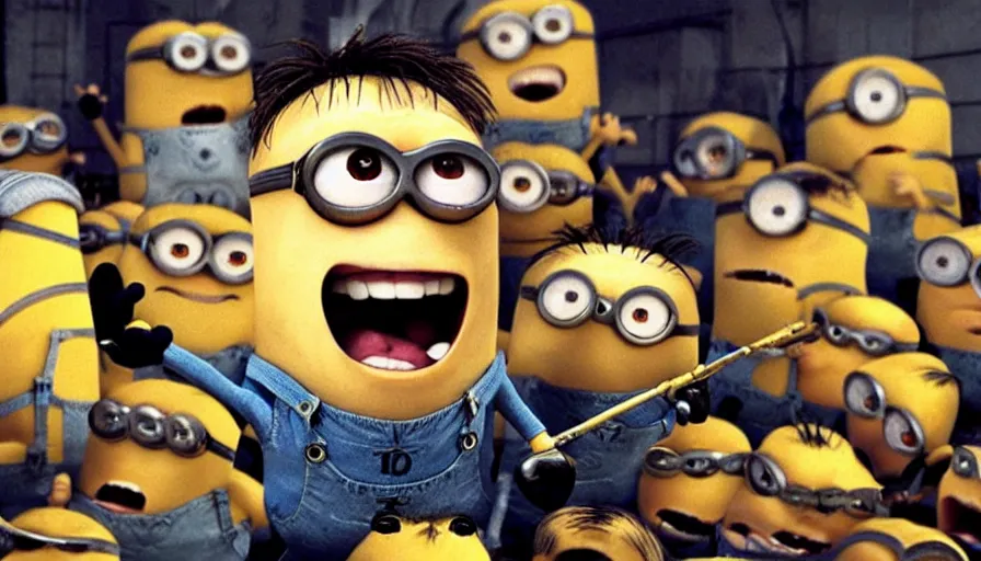 Image similar to fight club!!!!!, fight club!!!!!((the minions)), movie still