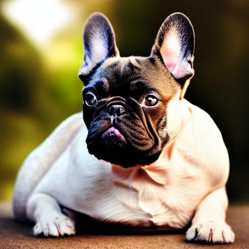 Image similar to a feline french bulldog - cat - hybrid, animal photography