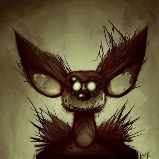 Prompt: surrealism grunge cartoon sketch of a cute zombie fox by michael karcz, loony toons styl, horror theme, detailed