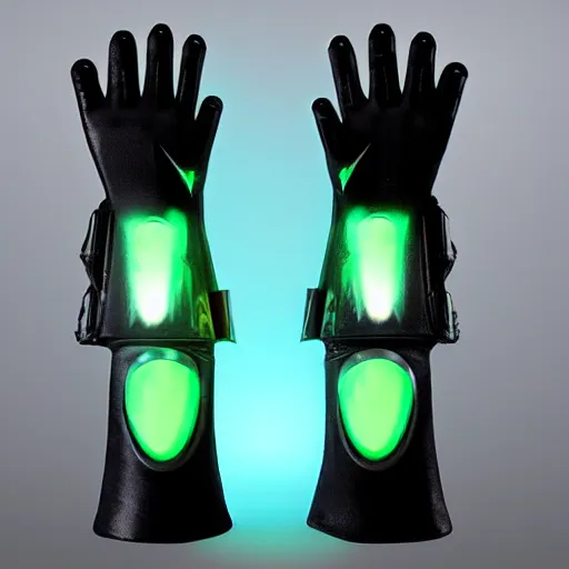 Image similar to a pair of futuristic, energized gauntlets with glowing accents