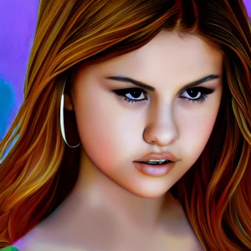 Image similar to photorealistic digital painting of selena gomez as celery, hd, artstation, 4 k wallpaper