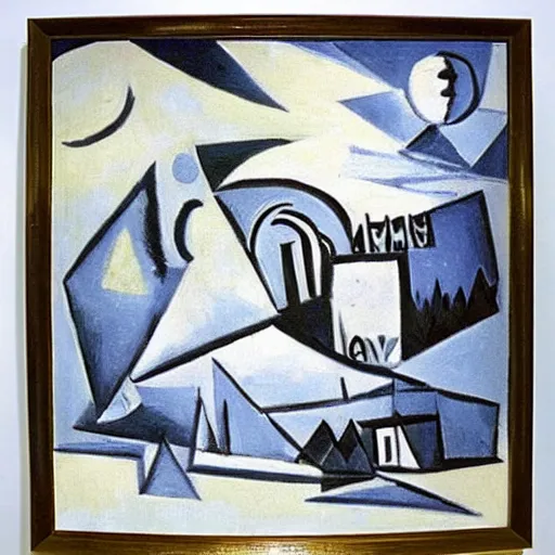 Prompt: Stormy Blizzard by Pablo Picasso, Acrylic on canvas