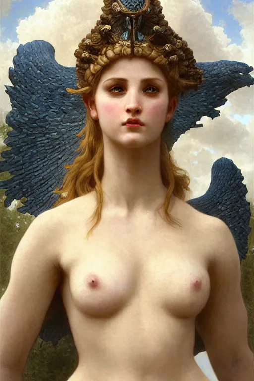 Image similar to Mystical Valkyrie, Portrait of a beautiful female Reptilian warrior, Regal, Realistic, Refined, Detailed Digital Art, Oil Painting, William-Adolphe Bouguereau, Art Frahm, Esao Andrews, Steampunk, Walt Disney (1937), Highly Detailed, Cinematic Lighting, Unreal Engine, 8k, HD