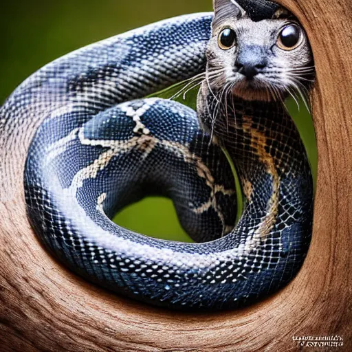 Image similar to a snake - cat - hybrid, animal photography