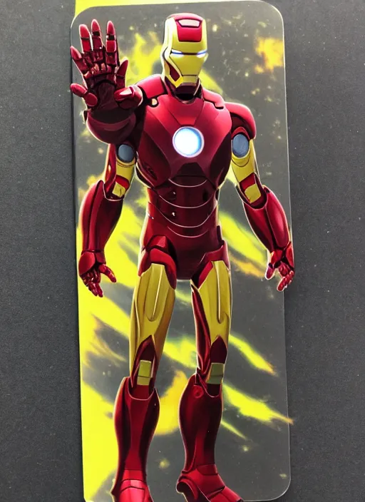 Image similar to iron man, pokemon card style