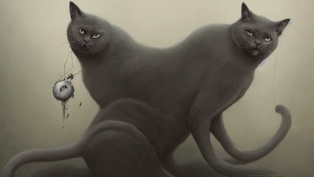 Prompt: a fat dark grey cat smacking a man in the face with their paw, in the style of peter mohrbacher by weta digital and beth cavener, masterpiece, award winning, high face symmetry, intricatein the style of peter mohrbacher by weta digital and beth cavener, masterpiece, award winning, high face symmetry, intricate