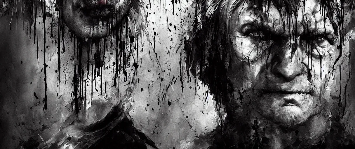 Image similar to portrait of the unseen elder vampire from witcher 3 by emil melmoth zdzislaw beksinki craig mullins yoji shinkawa realistic render ominous detailed photo atmospheric by jeremy mann francis bacon and agnes cecile ink drips paint smears digital glitches glitchart