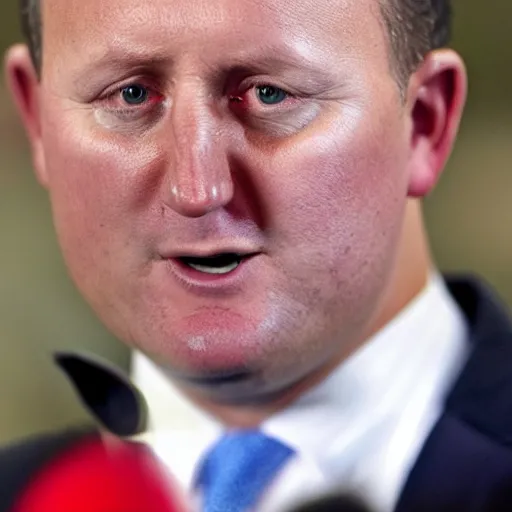 Image similar to photo of john key crying with red eyes and balding hair falling out ugly