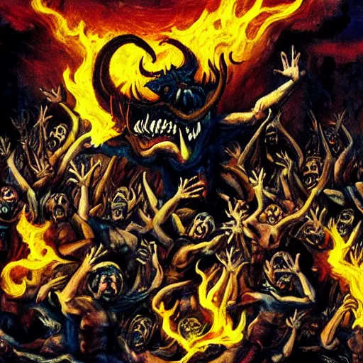 Image similar to demons dancing in hell